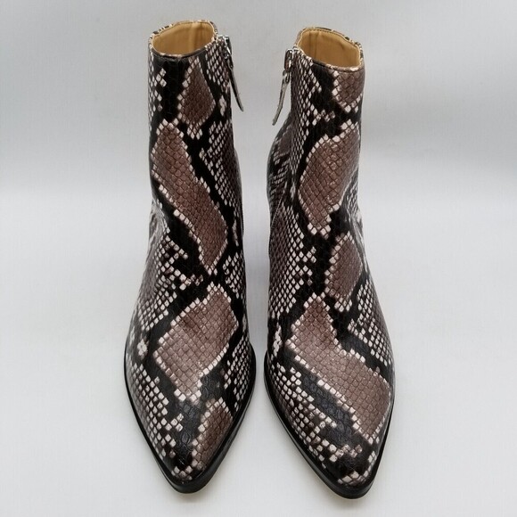 14th & Union Women Snake Faux Leather Heel Braxten Ankle Boots 8.5 - Picture 3 of 8